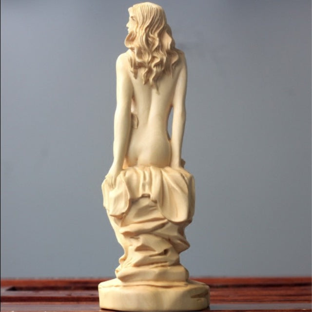 Hand Carved Wooden Goddess Sculpture