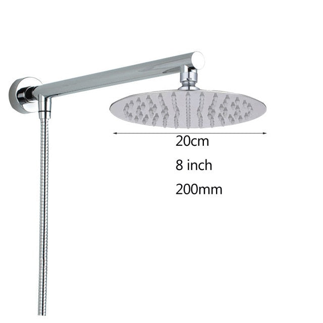 Chrome Minimalist Shower Arm & Head