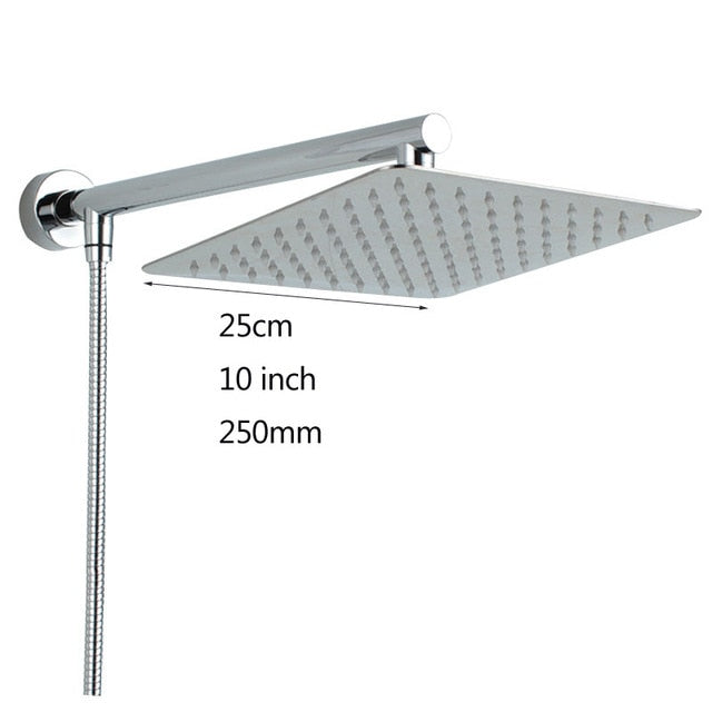 Chrome Minimalist Shower Arm & Head