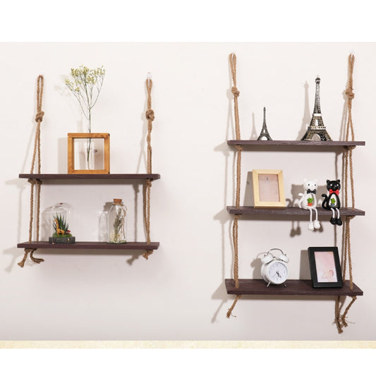 Wooden Hanging Rope Shelves