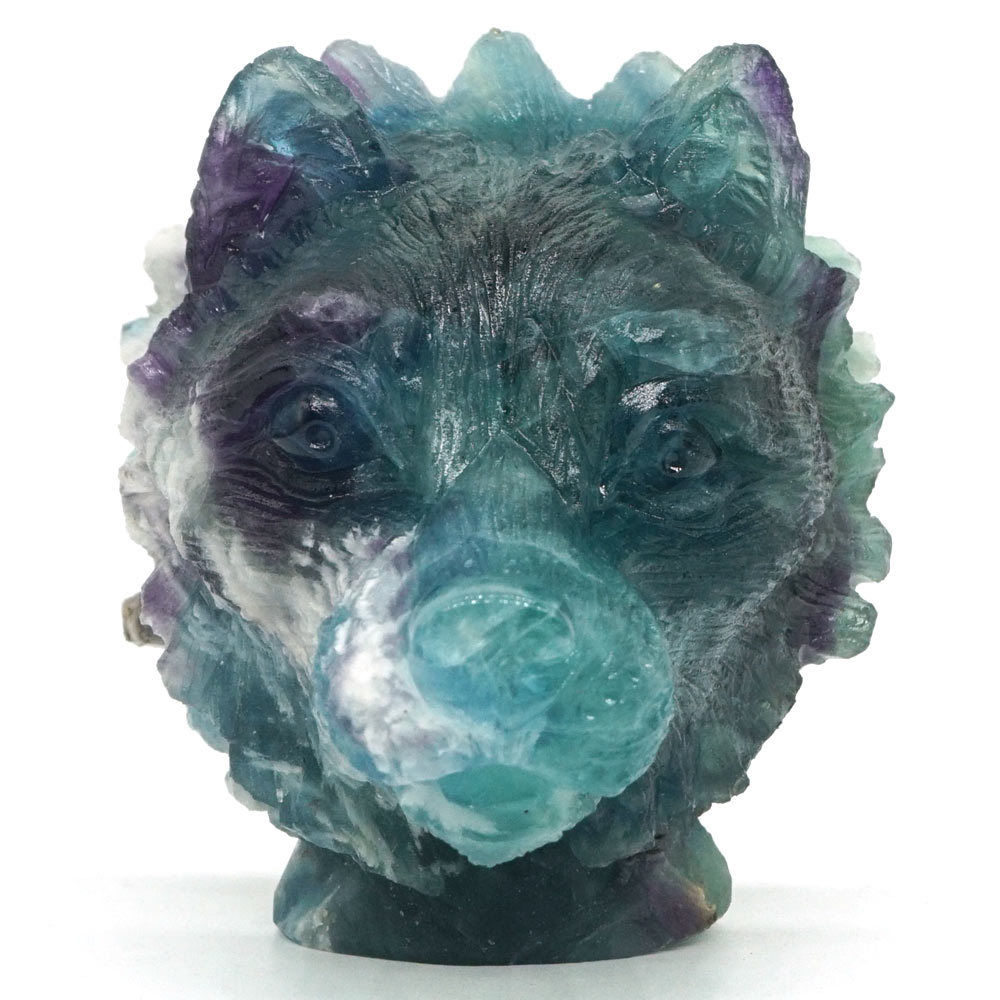 Natural Fluorite Gemstone Wolf Head