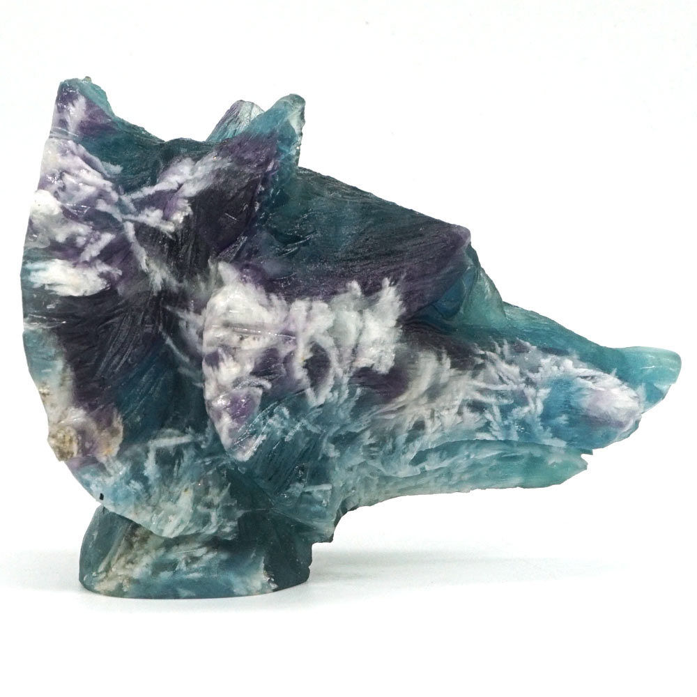 Natural Fluorite Gemstone Wolf Head