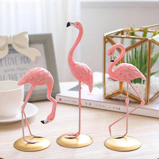 1 Piece Pink Flamingo Desktop Lovely Figure Home Decoration Statue