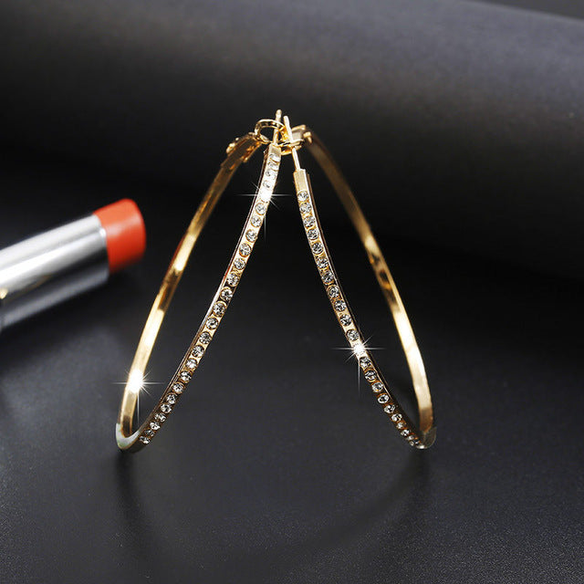 Gold Silver plated Geometric Big Round Earrings For Women