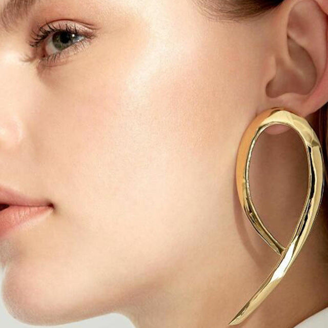 Gold Silver plated Geometric Big Round Earrings For Women