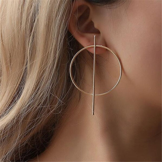 Gold Silver plated Geometric Big Round Earrings For Women