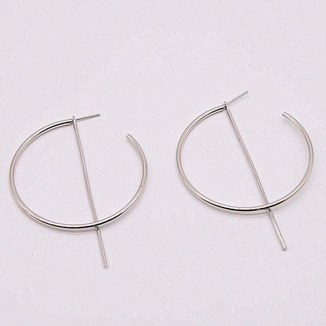 Gold Silver plated Geometric Big Round Earrings For Women