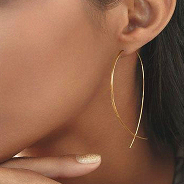 Gold Silver plated Geometric Big Round Earrings For Women