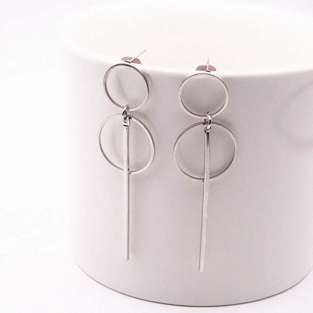 Long Slope Circle Earrings For Women