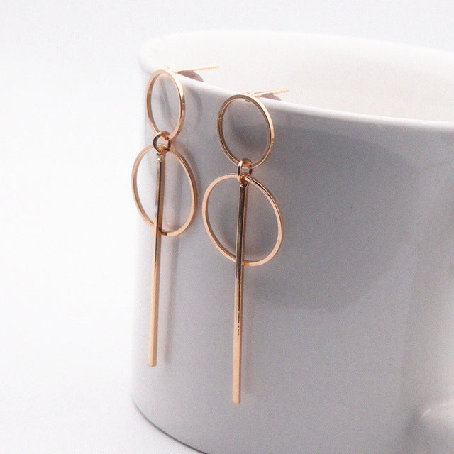 Long Slope Circle Earrings For Women