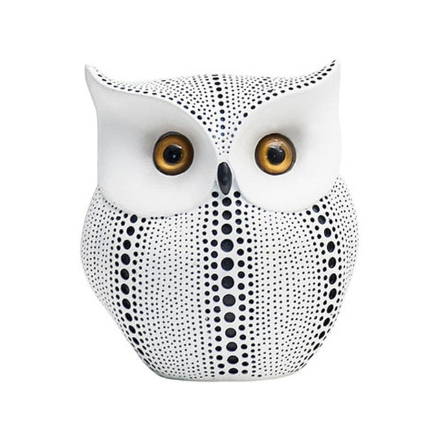 Nordic Style Minimalist Craft White Black Owls Figurines