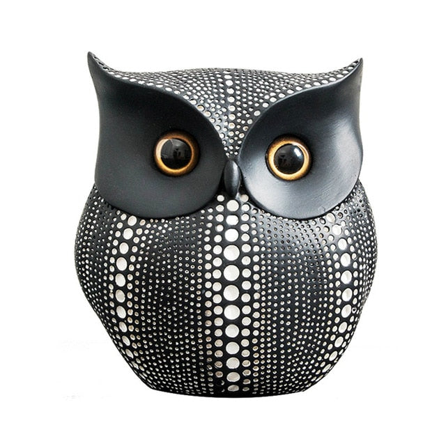 Nordic Style Minimalist Craft White Black Owls Figurines